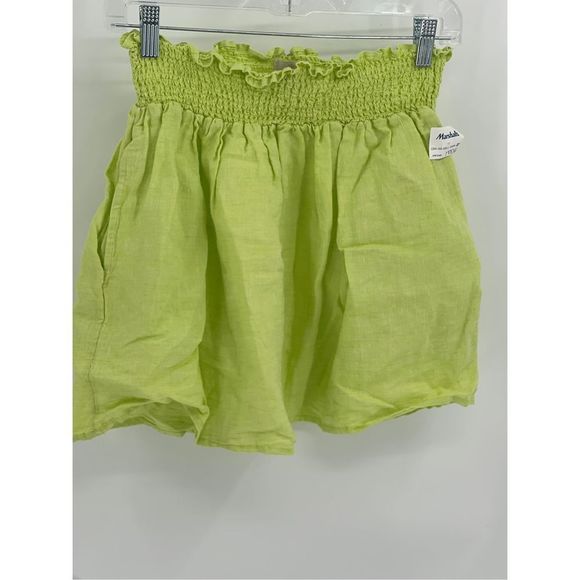 Cynthia Rowley Skirt Mini Linen Neon Yellow Green Women’s Size Large New - Picture 1 of 11